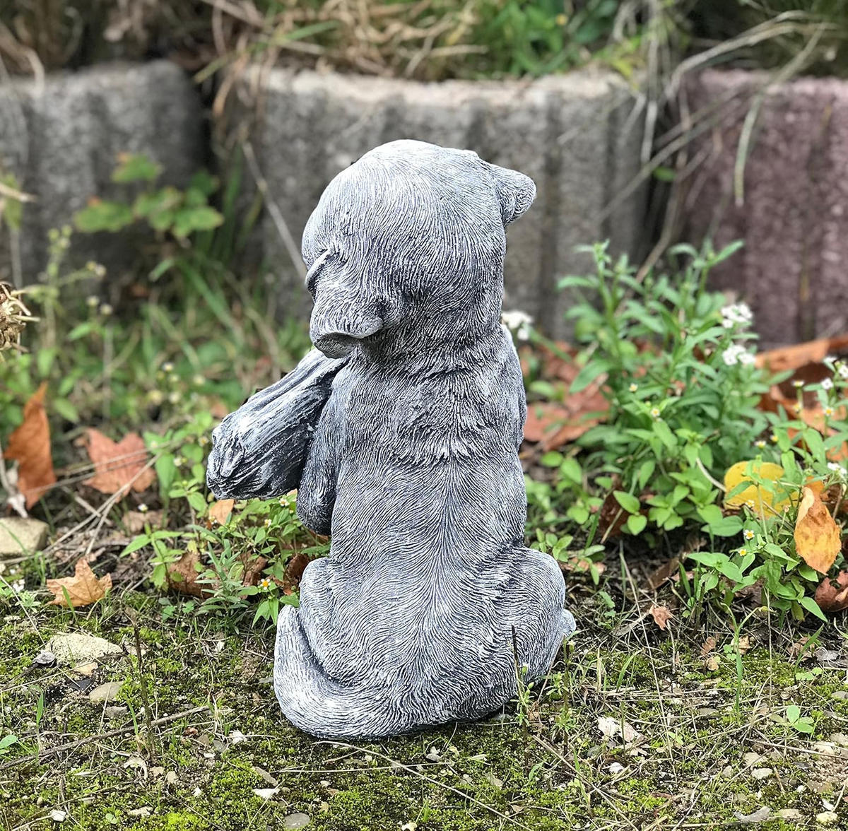 STEINFIGUR Hund Welcome Frostfest wetterfest massiver Steinguss - Grau, Stein (16/27/19cm) - stoneandstyle