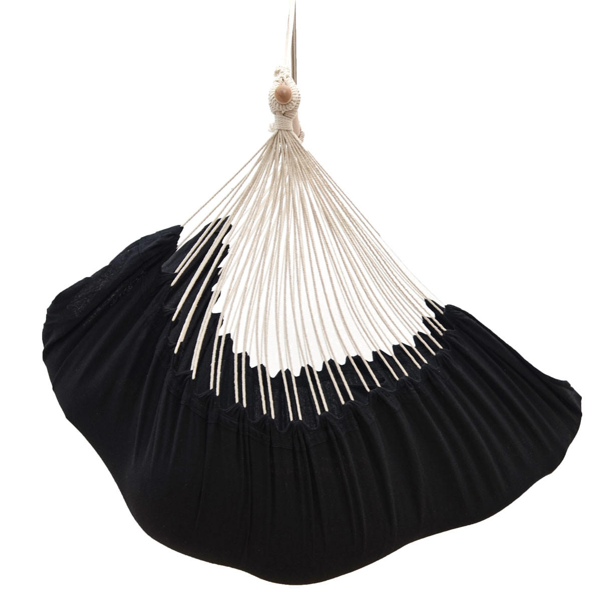 XXL-HÄNGESESSEL mit Kissen und Seitenfach, 220/120cm, Schwarz - Schwarz, Textil (120/145/220cm) - Amanka