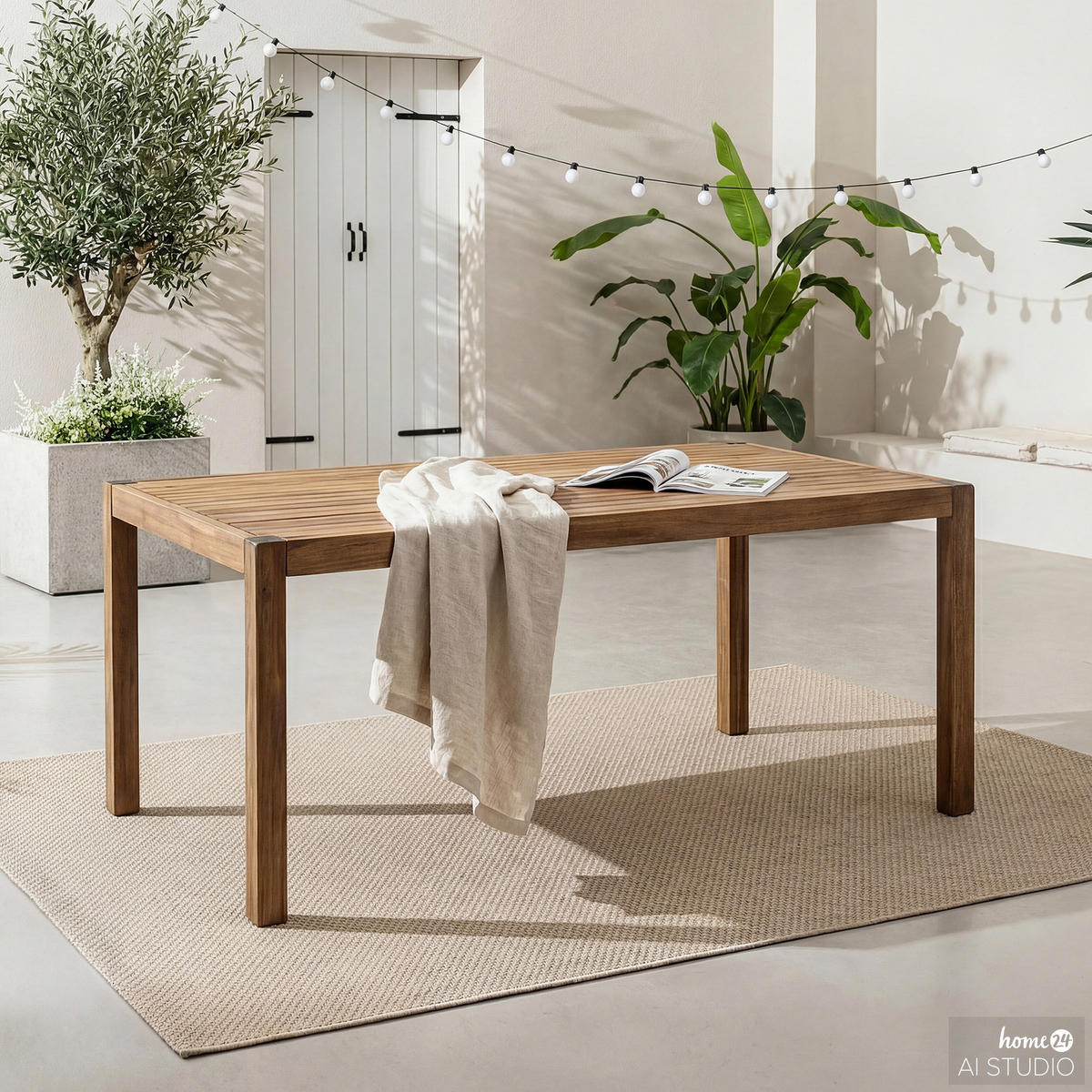 MASSIVER GARTENESSTISCH - Akazie massiv - Braun/Akaziefarben, Holz (85/160/72cm) - home24