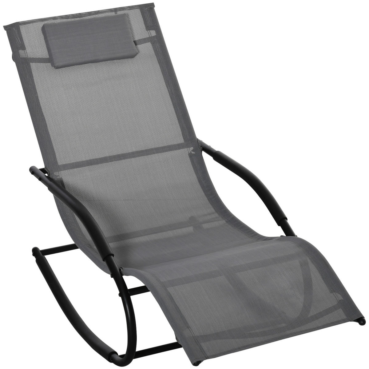 GARTENSCHAUKELSTUHL DE-15254 ergonomisch mit Kopfstütze und Armlehnen Grau - Grau, Metall (160/88/63cm) - ComfortXL