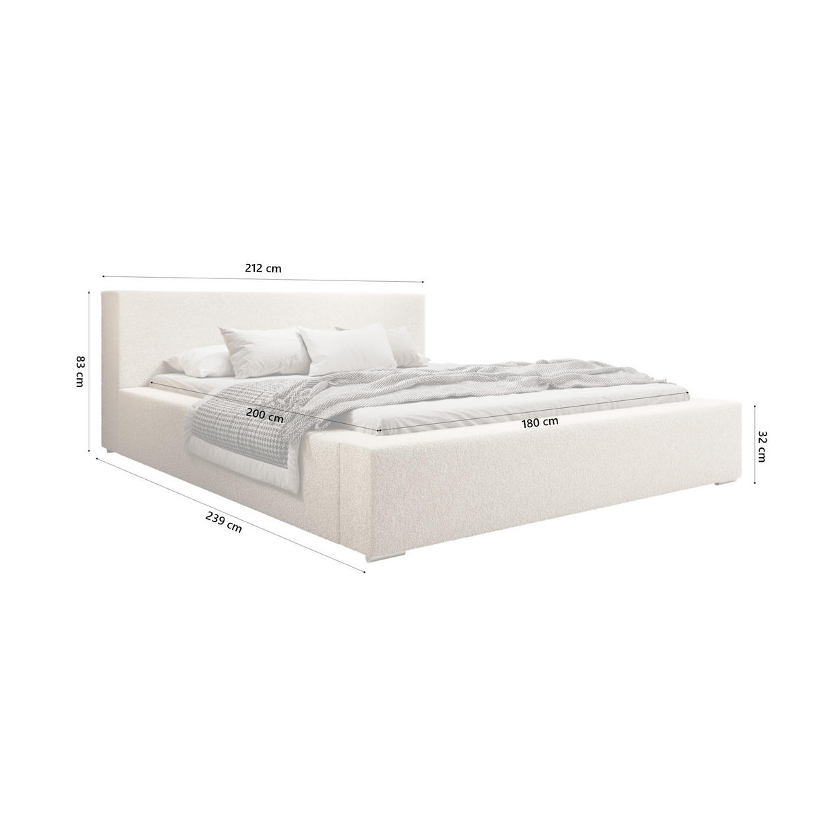 POLSTERBETT Jenne 180x200 cm, Creme - Creme, Textil (180/200cm) - Fedve