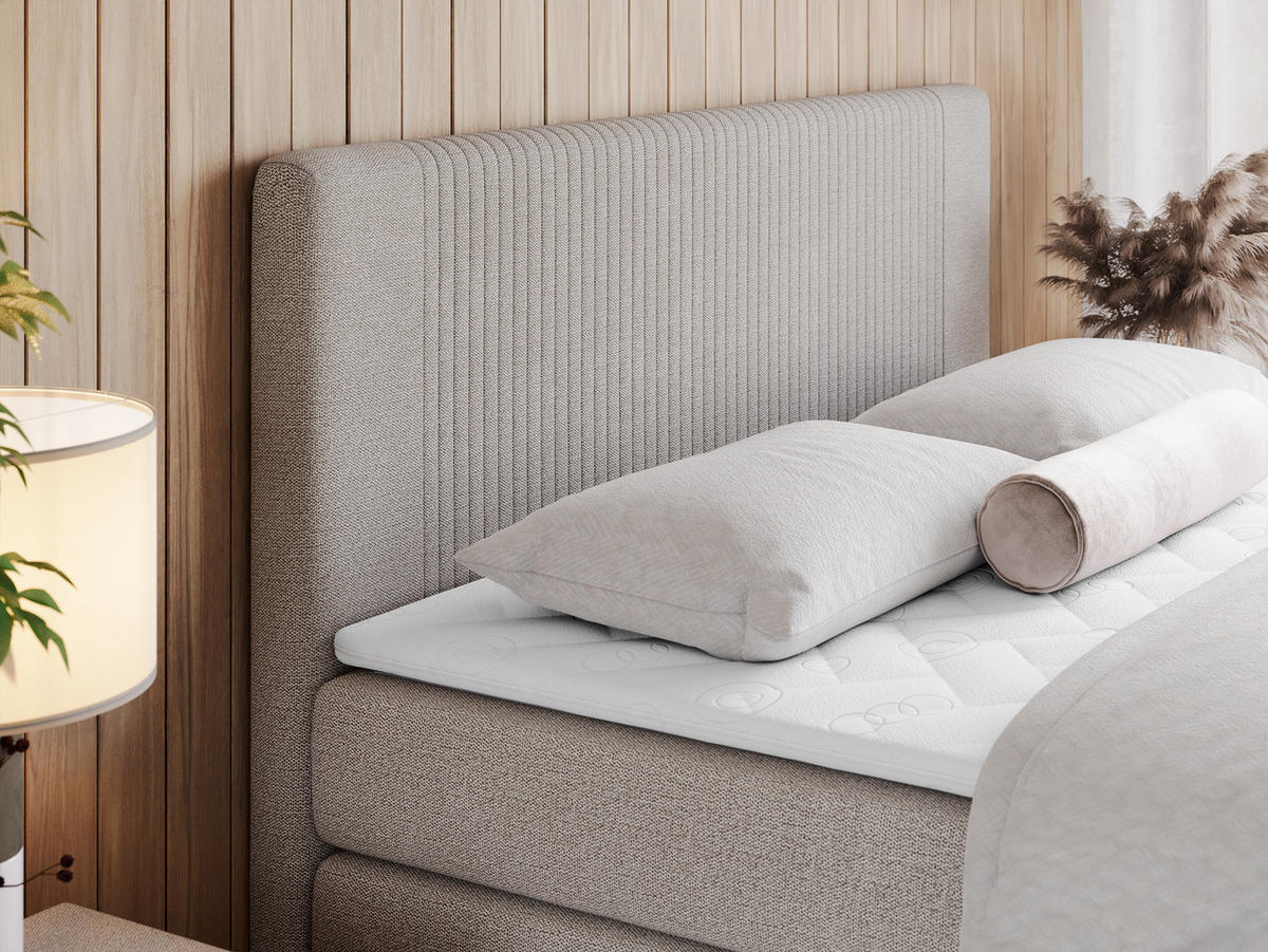 BOXSPRINGBETT KING DOREN 160/200 Beige Struktur - H3 - Beige, Holz/Textil (160/200cm) - MKS