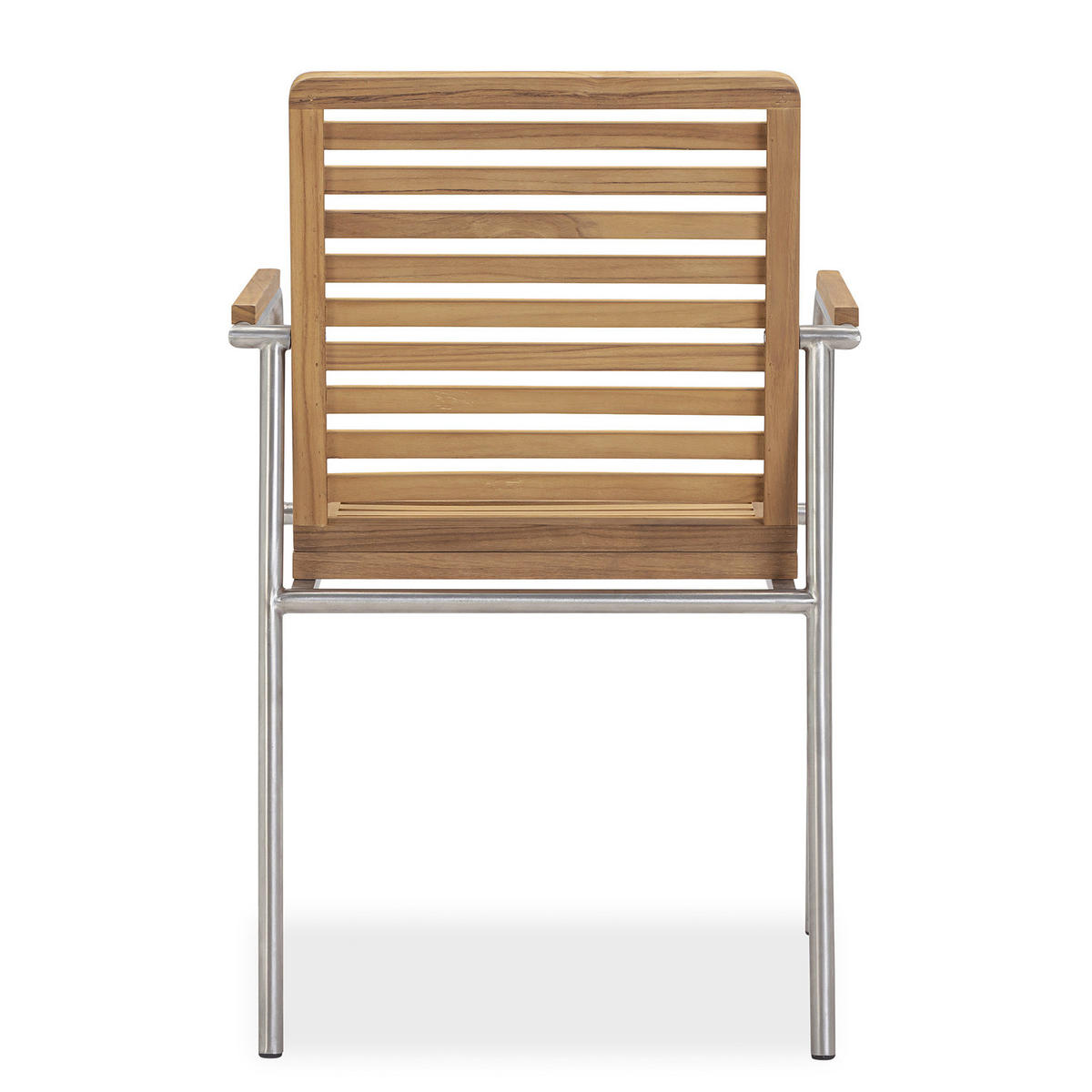 STAPELSTUHL - 2er-Set - Teak massiv / Edelstahl - Braun - Teakfarben, Holz/Metall (56/86/55cm) - home24