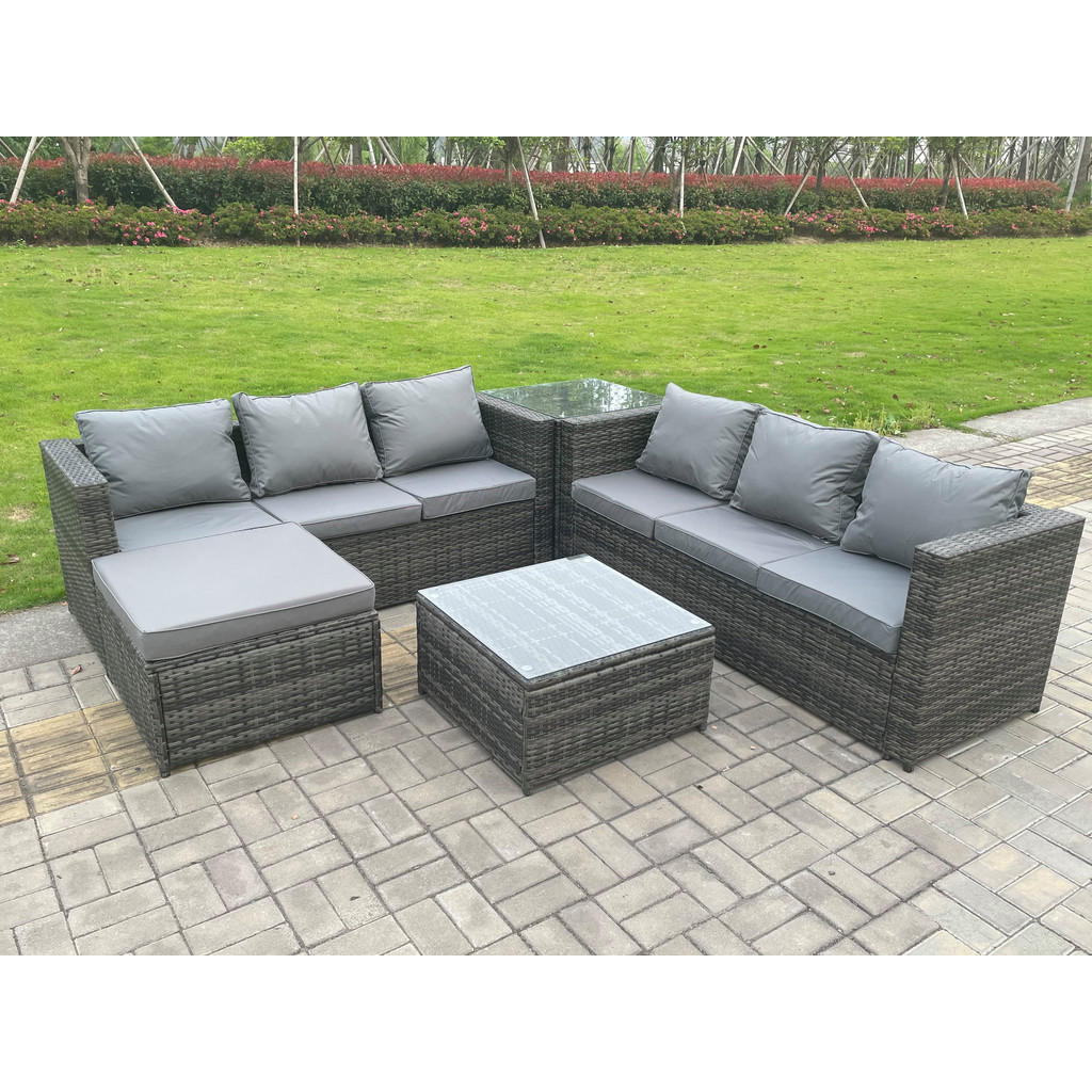 Thumbnail - Fimous Loungesofa, Dunkelgrau, Metall, Kunststoff, Glas, Füllung: Schaumstoff, quadratisch, Loungemöbel, Loungemöbel-Set...