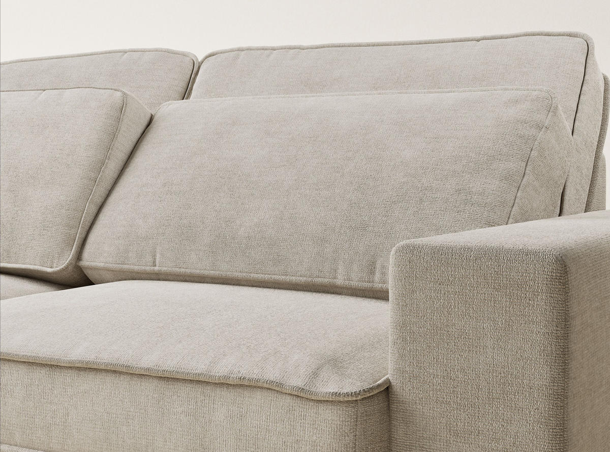 ECKSOFA Kirou Beige Chenille-Stoff - Links Seite - Beige/Schwarz, Holz/Holzwerkstoff (225/311cm) - Maison de Reve