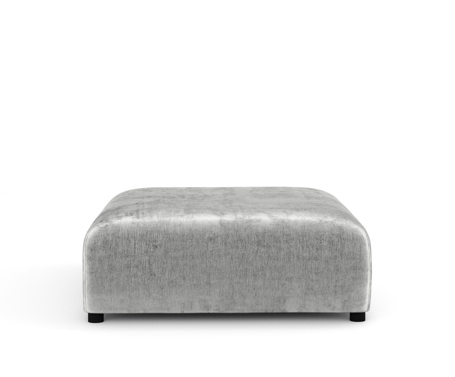 POUF L Zanzibar Hellgrau Chenille - Hellgrau/Schwarz, Holz/Holzwerkstoff (110/37/110cm) - Maison de Reve