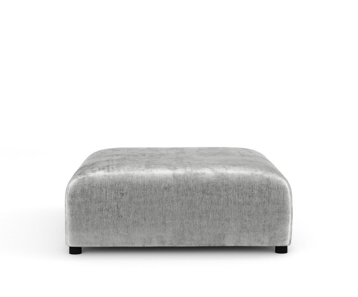 POUF L Zanzibar Hellgrau Chenille - Hellgrau/Schwarz, Holz/Holzwerkstoff (110/37/110cm) - Maison de Reve
