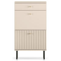 SCHUHSCHRANK Caletto Beige 55 cm - Beige/Goldfarben, Holzwerkstoff/Metall (55/98/34cm) - Selsey