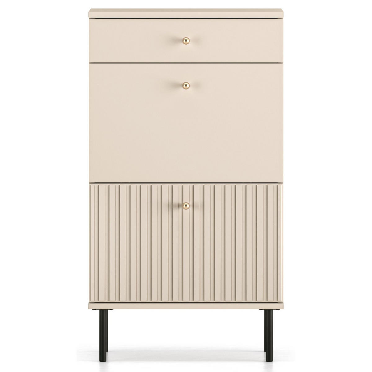 SCHUHSCHRANK Caletto Beige 55 cm - Beige/Goldfarben, Holzwerkstoff/Metall (55/98/34cm) - Selsey