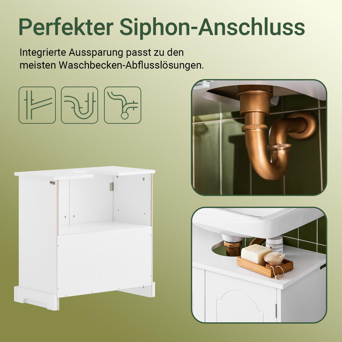 WASCHBECKENUNTERSCHRANK Weiß - Weiß, Holzwerkstoff (60/60/30cm) - SoBuy