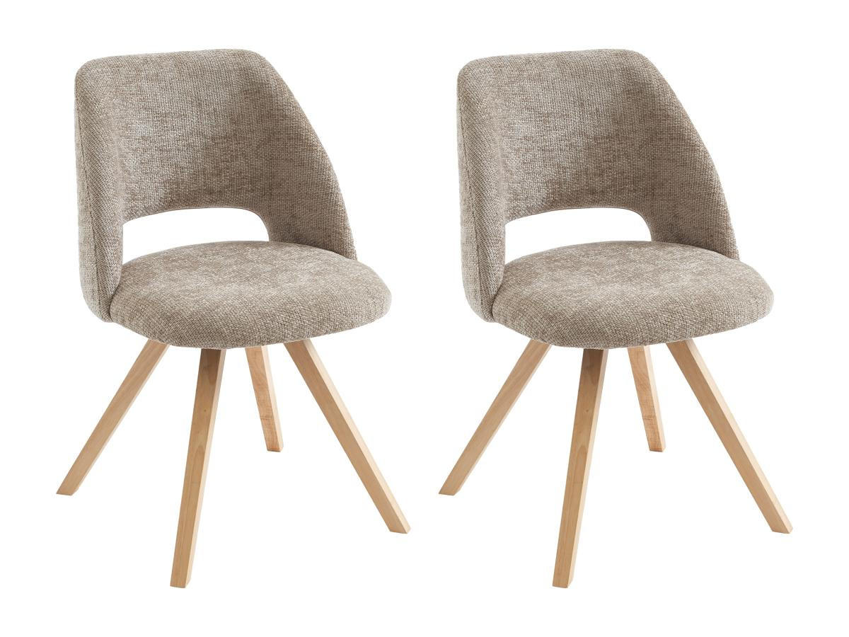 STUHL 2er-Set - Stoff & Kautschukholz - Taupe - VESIANI - Braun, Textil (58/81/53.5cm) - Vente-Unique
