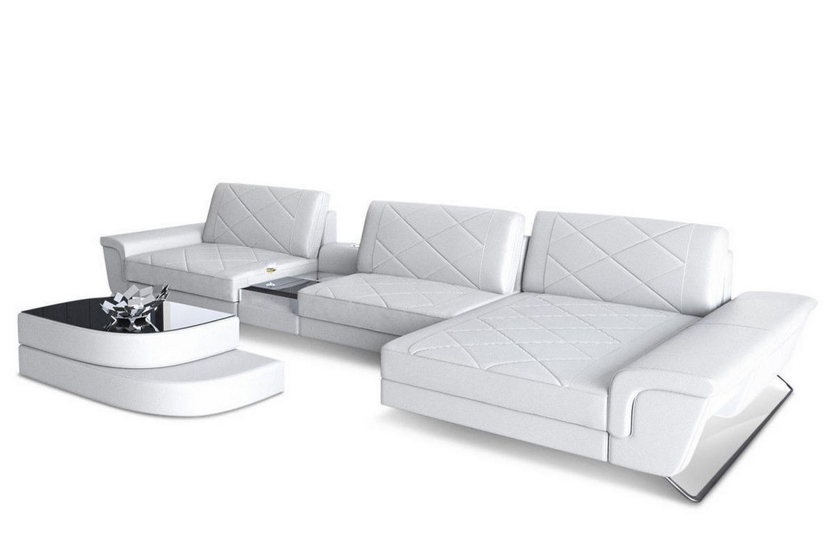 LEDERSOFA Bari L - Weiß, Leder (369/197cm) - Sofa Dreams