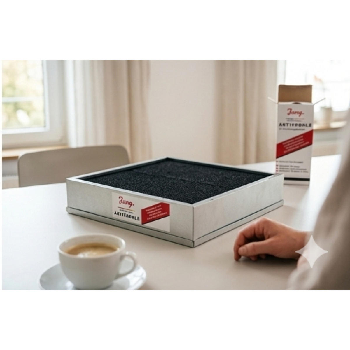 AKTIVKOHLE Nachfüllpack 2 x 2,5 kg für Dunstabzugshauben universell kompatibel - Schwarz, Naturmaterialien (25/12/30cm) - JUNG