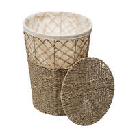 WÄSCHEKORB Schilf Vannerie, Schilfrohr, Eisen, Baumwolle, Braun, 15 Liter - Braun, Naturmaterialien (38/38/52cm) - 5five Simply Smart
