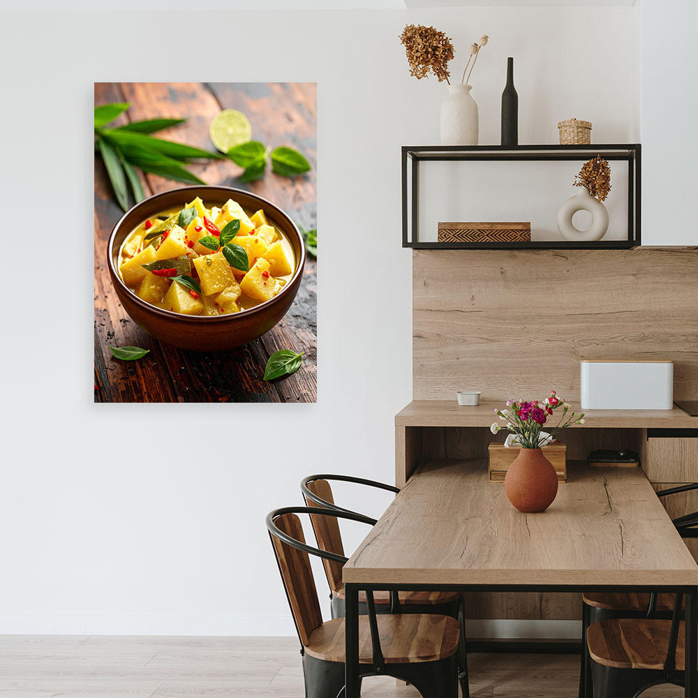 LEINWANDBILD Bambus-Curry-Schüssel 60x90cm - Gelb, Textil (60/90cm) - Feeby