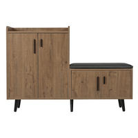 SCHUHBANK mit Holzmaserung, Schuhschrank, 4 Türen - Multicolor, Holzwerkstoff (34/82.8/120cm) - Meubles Cosy