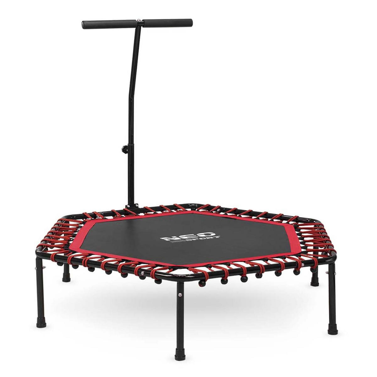 FITNESS-TRAMPOLIN mit Haltegriff 127 cm – sechseckig, rot - Rot, Metall (127/127cm)