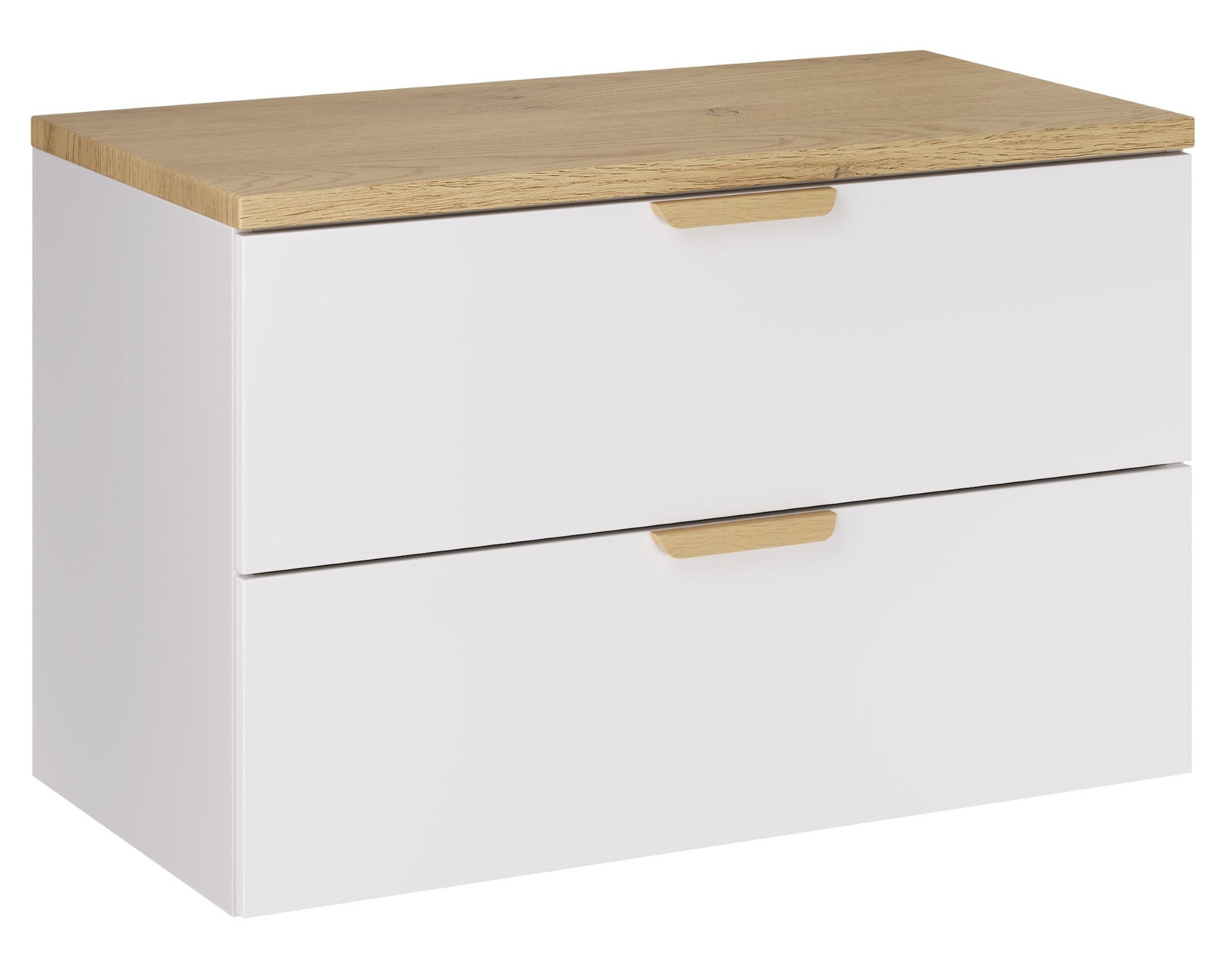 WASCHBECKENUNTERSCHRANK Aster 2 Teile Weiß mit Eiche - 80 x 46 x 52 cm - Eichefarben, Holz (80/52/46cm) - Badplaats