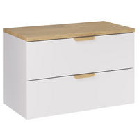WASCHBECKENUNTERSCHRANK Aster 2 Teile Weiß mit Eiche - 80 x 46 x 52 cm - Eichefarben, Holz (80/52/46cm) - Badplaats