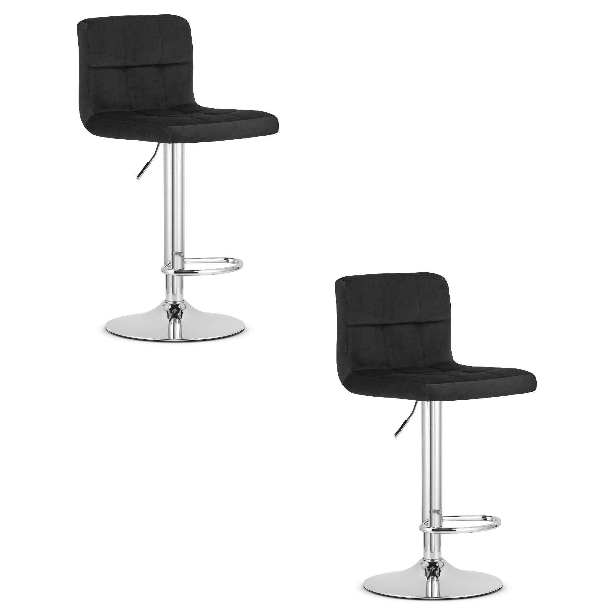 BARHOCKER 2-er Set HAXU schwarzer Sitz, Chrombasis - Schwarz, Textil (41/108/44cm) - Valora