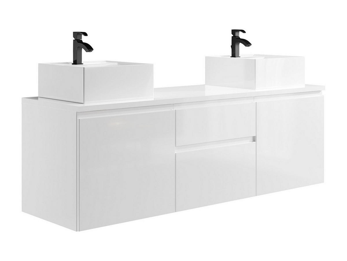 DOPPELWASCHTISCH - 150 cm x 50 cm - Holz, Platte - Weiß - JIMENA - Weiß, Holz (150/46/50cm) - Vente-Unique