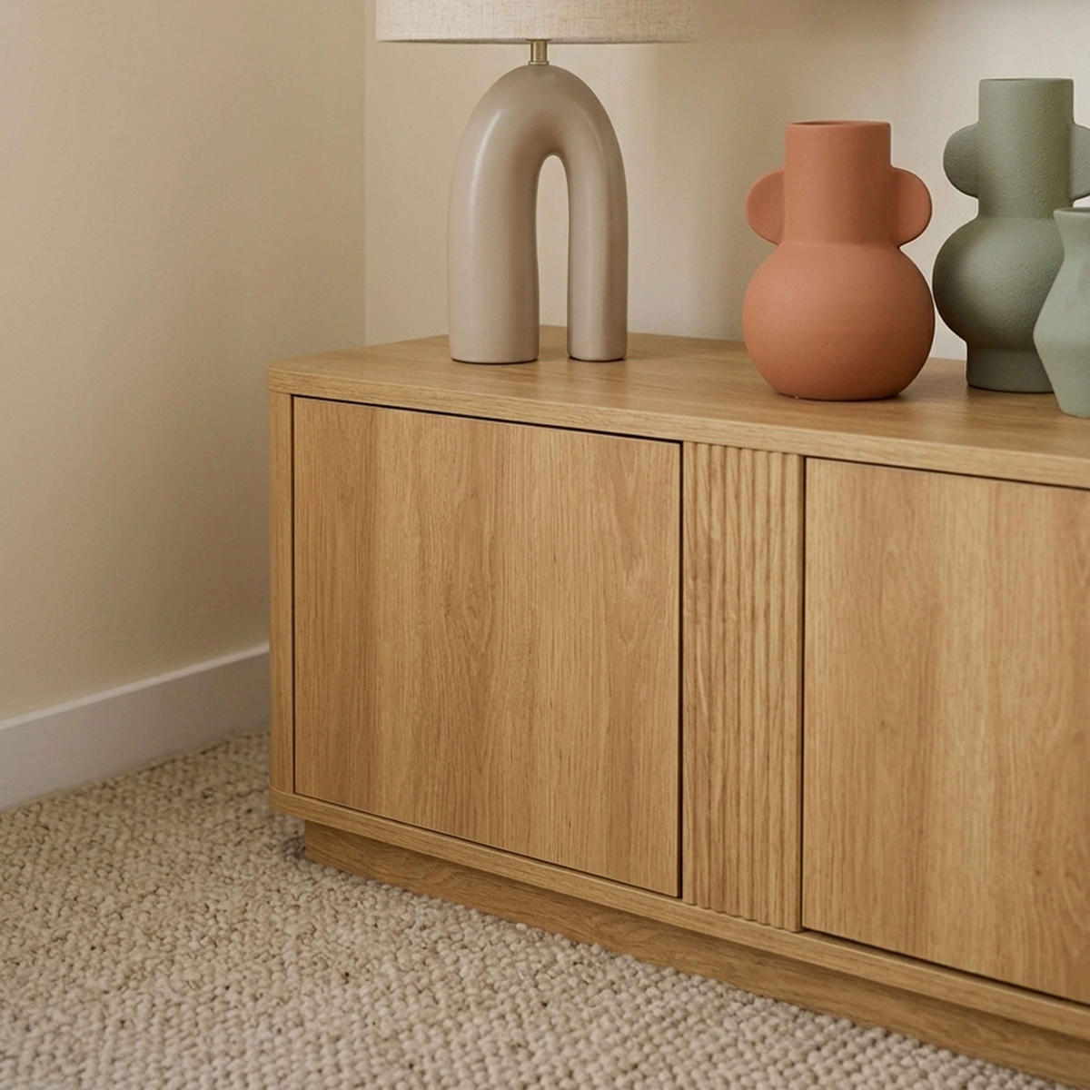 TV-MÖBEL, helle Holzoptik - Beige, Holz (150/40/40cm) - Oviala