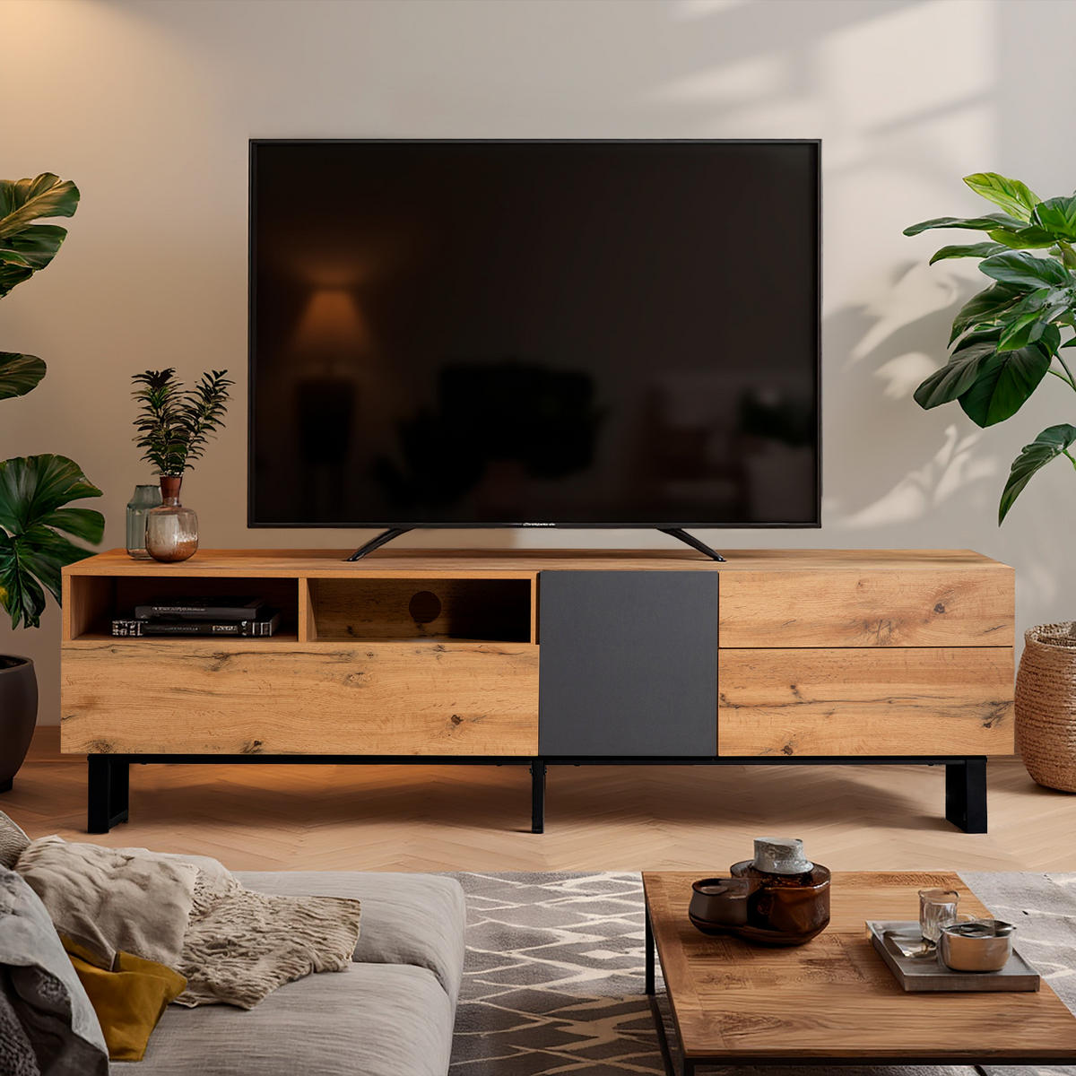 TV-MÖBEL Braun 180 /38/ 50 cm - Braun, Holz (38/50/180cm) - Urban Meuble