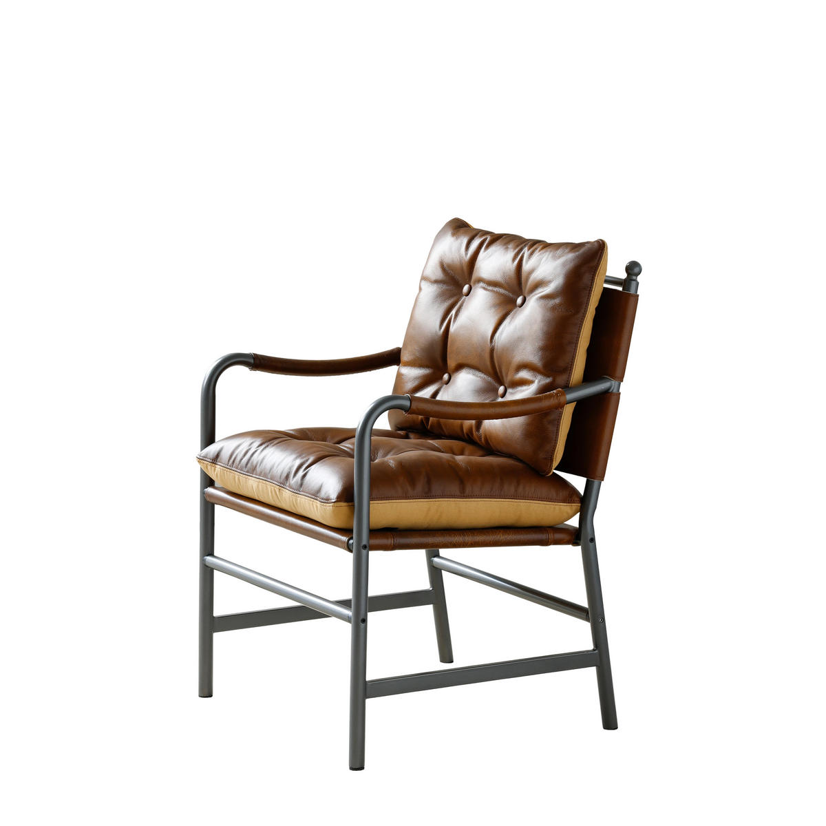 SESSEL Leder mit schwarzem Metallrahmen, DE-42430, Braun - Braun, Metall (62/90/60cm) - ComfortXL