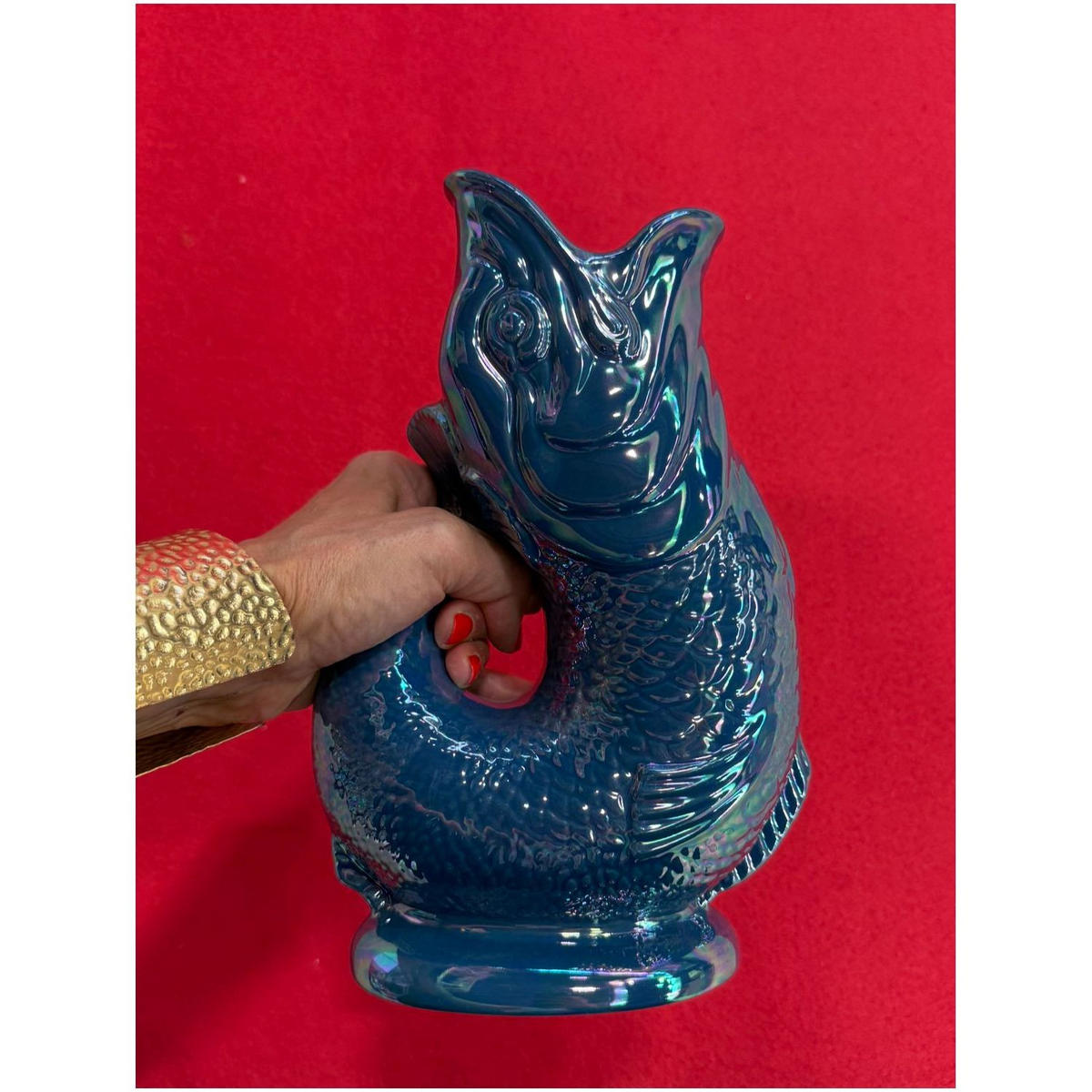 KARAFFE mit „Gluck-Gluck“-Geräusch 27,5/17/9,5 cm - Petrol, Keramik (1.2L) - Gluckigluck