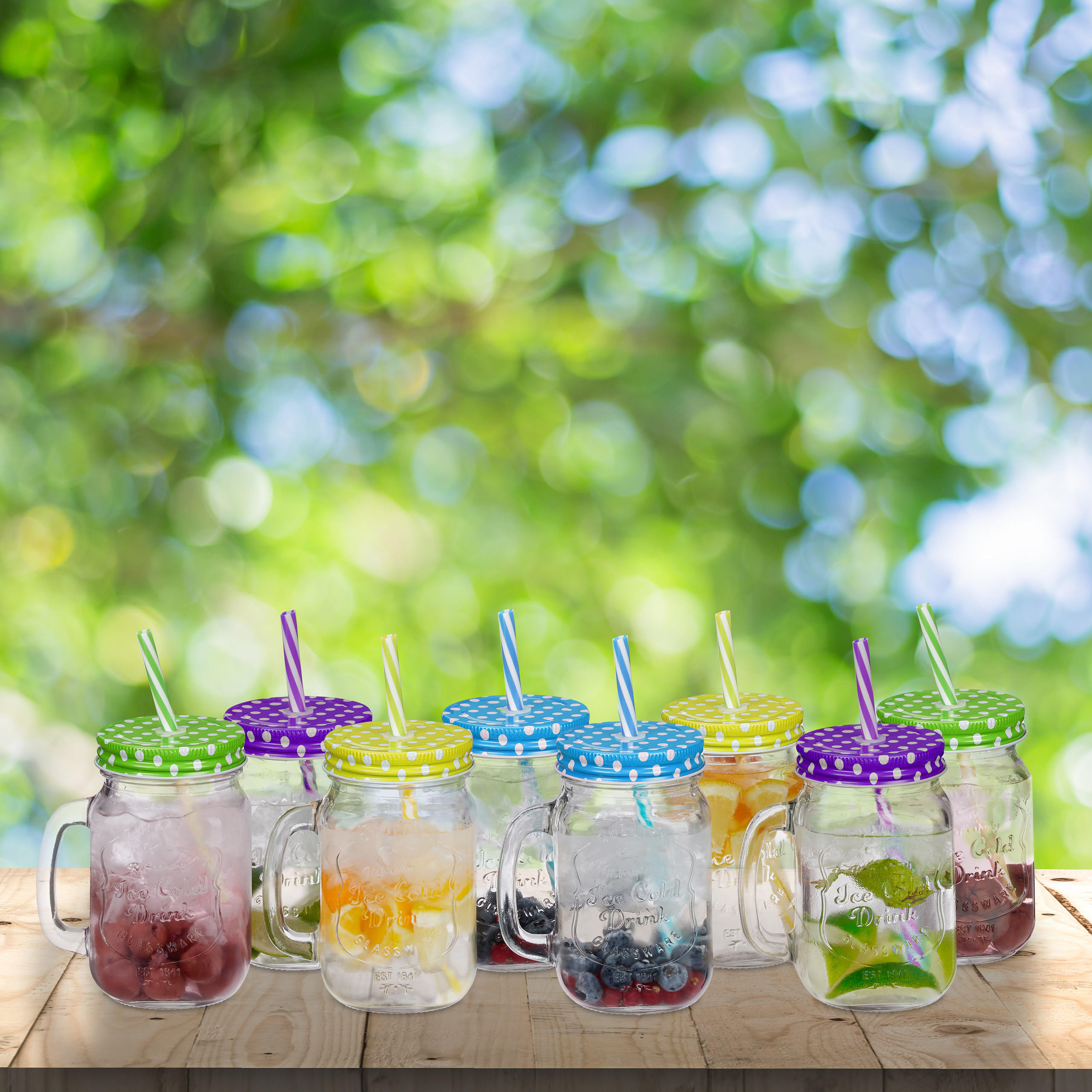 8XTRINKGLAS - Blau/Lila, Glas/Metall (0.4L) - Relaxdays