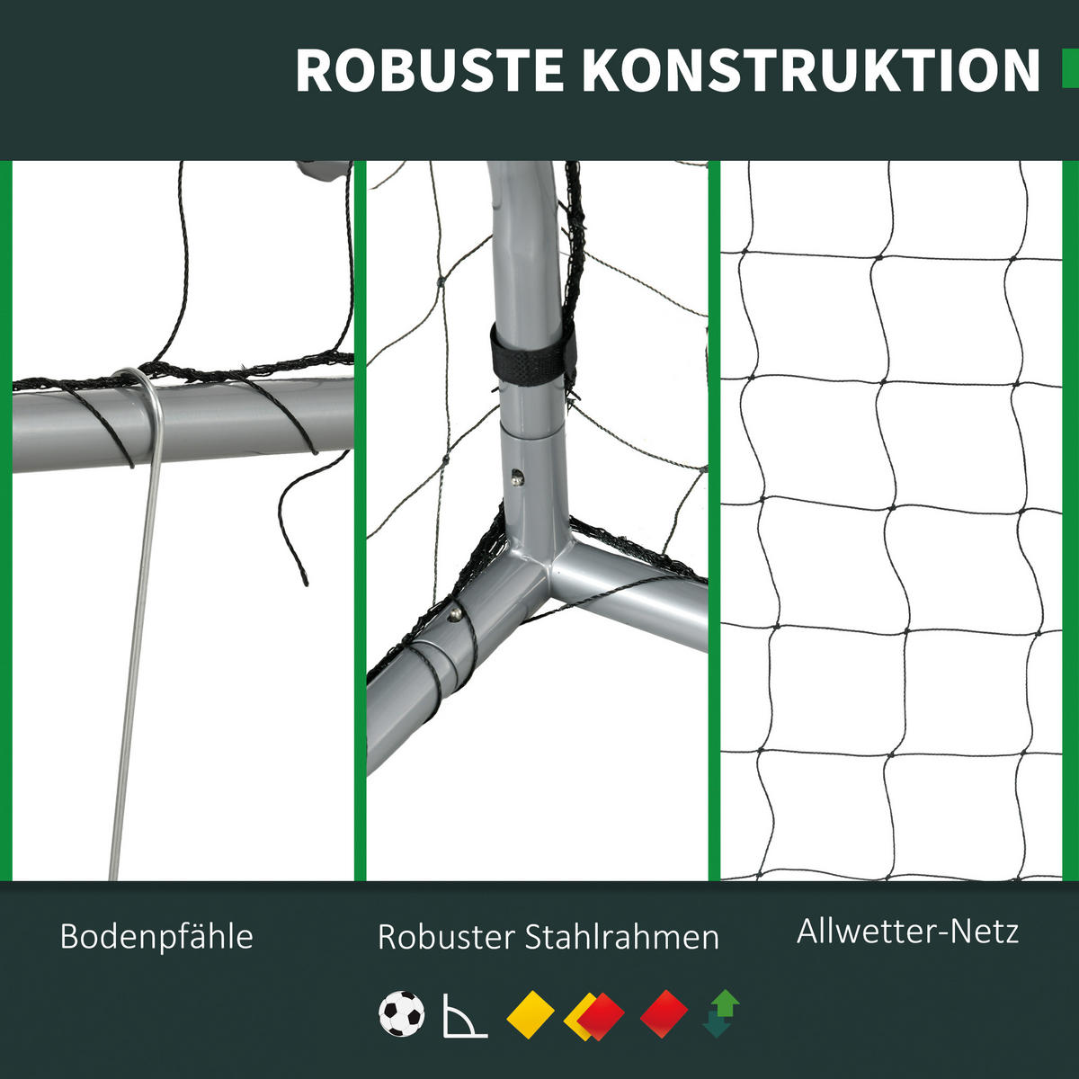 FUSSBALLTOR DE-10568 240x160 cm, wetterfest Grau - Grau, Metall (85/240cm) - ComfortXL