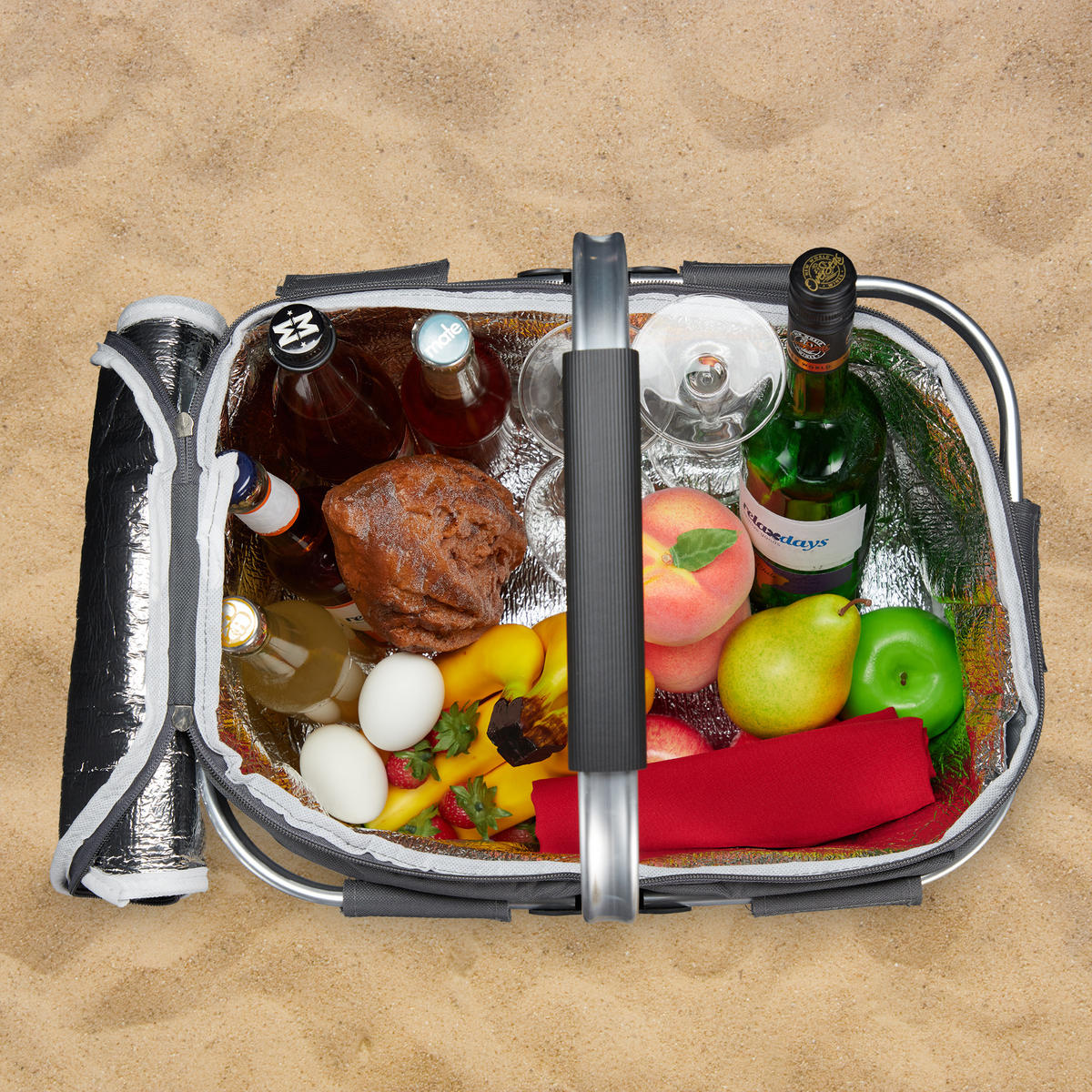 NÁKUPNÍ košík - šedá, kov/textil (40/40/31cm) - Relaxdays