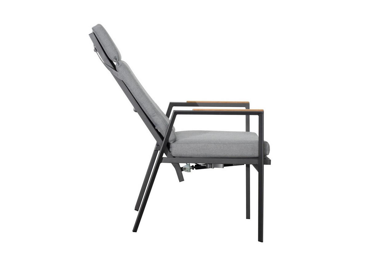 GARTENSTUHL Brisbane 2er-Set Anthrazit Aluminium stapelbar Hochlehner verstellbare Lehne - Grau, Kunststoff (57/111/63cm) - Green Spirit