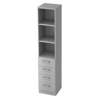 SCHUBLADENSCHRANK - 4 Schübe 42/40,6/200,4 cm in Grau Chromgriff (Metall) - Grau, Holzwerkstoff (40.6/200.4/42cm) - bümö