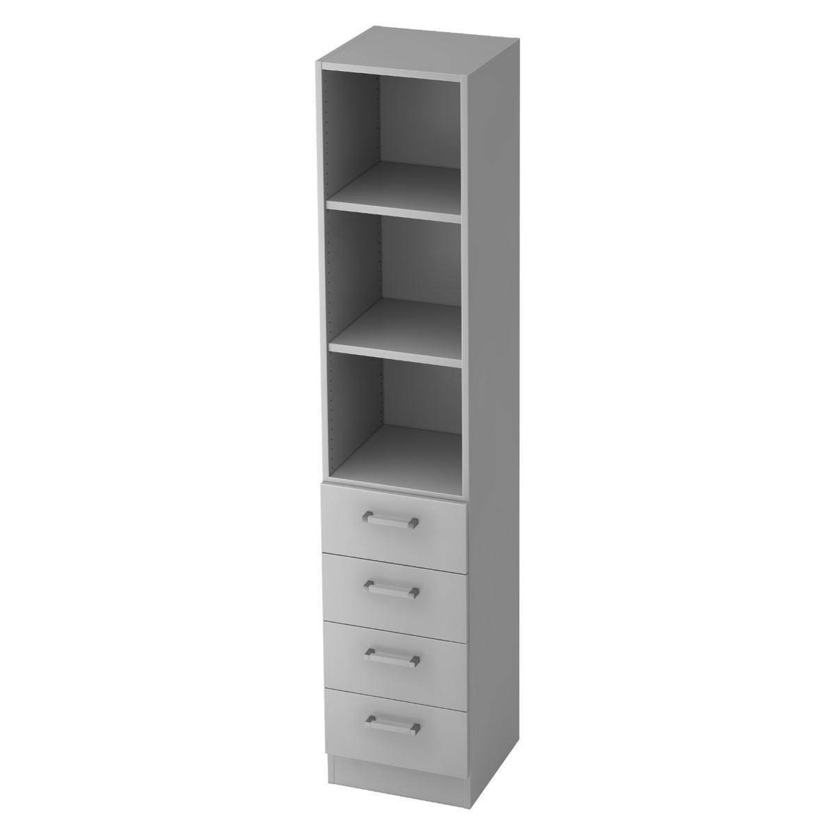 SCHUBLADENSCHRANK - 4 Schübe 42/40,6/200,4 cm in Grau Chromgriff (Metall) - Grau, Holzwerkstoff (40.6/200.4/42cm) - bümö