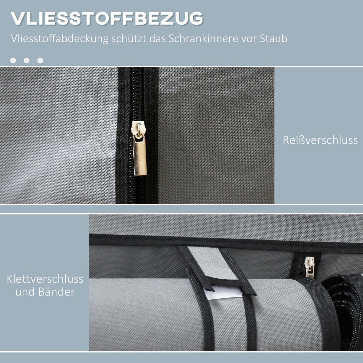 KLEIDERSCHRANK, Stoffschrank, Hellgrau - Hellgrau, Metall (49/170/118cm) - HOMCOM