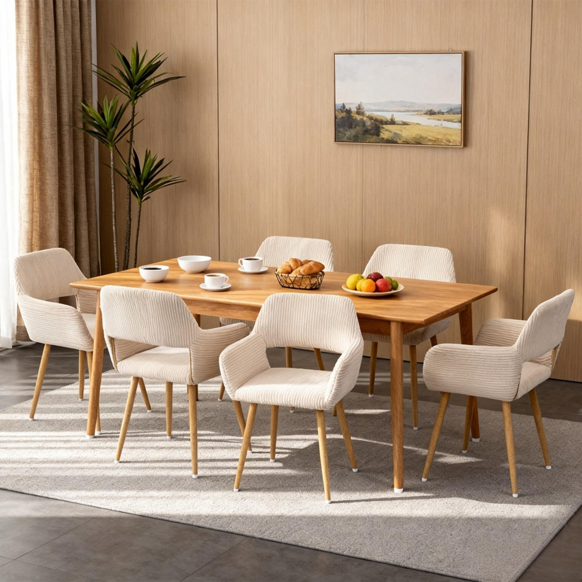 ESSZIMMERSTÜHLE 6er-Set, mit Metallbeinen, für Küche, Wohnzimmer, Schlafzimmer und Büro, Hellbeige - Beige, Textil/Metall (56/78/56cm) - Meubles Cosy