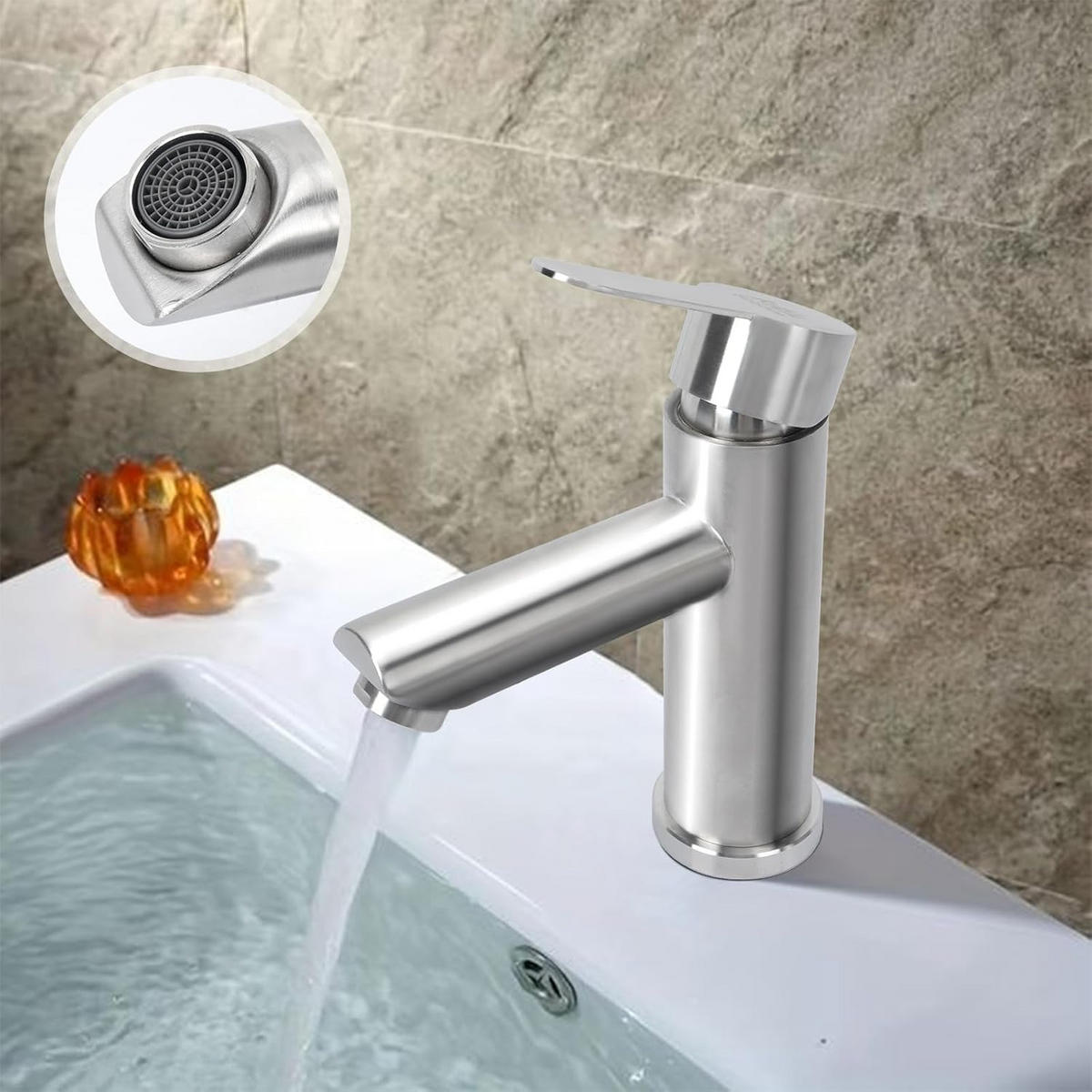 BADEZIMMERARMATUR mit zwei 60 cm langen Zulaufrohren, silber - Silberfarben, Metall (29/7/21cm) - Vallsero