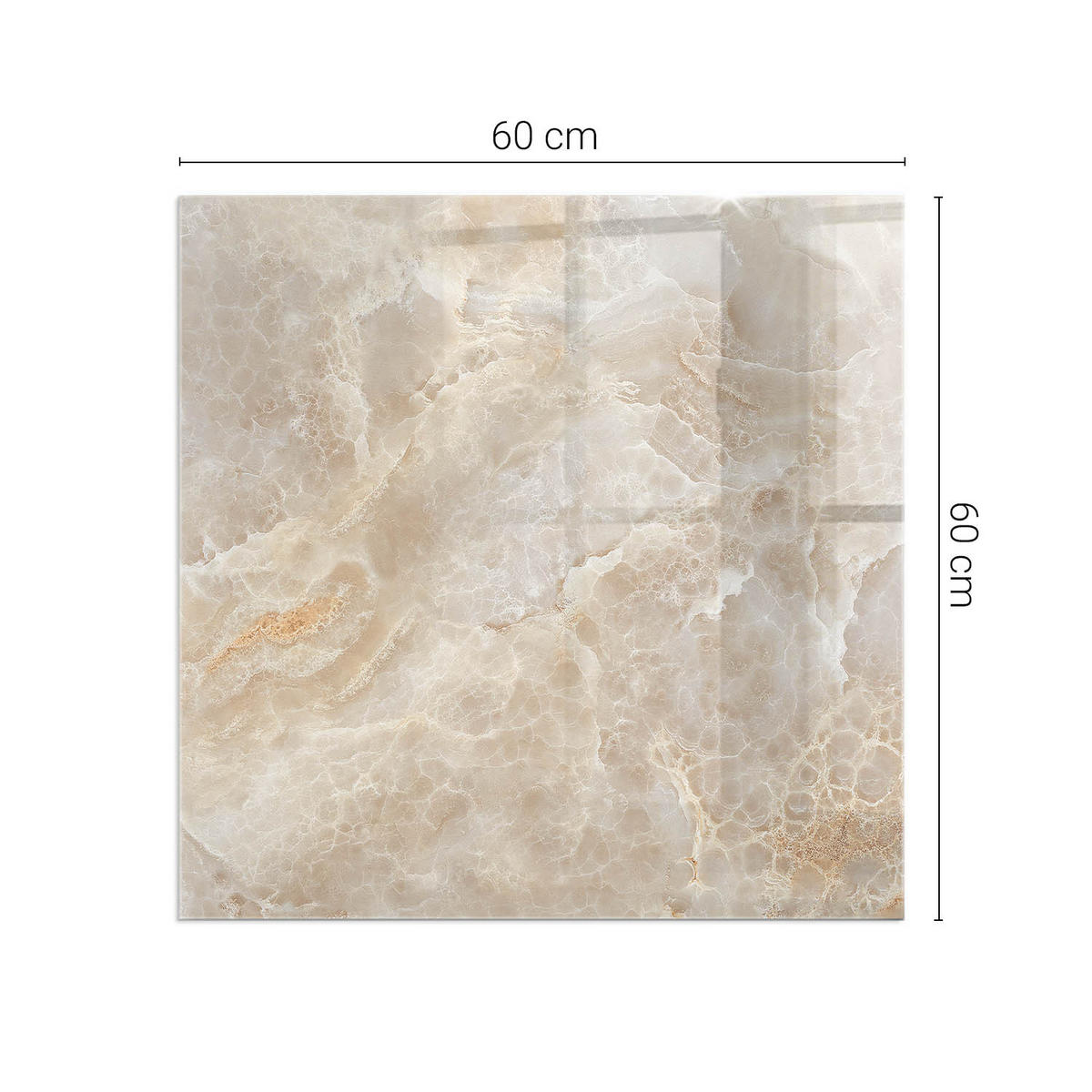 GLASPLATTE für Kamin 60x60 cm Beige - Beige, Glas (60/60/0.4cm) - ArtPrintCave