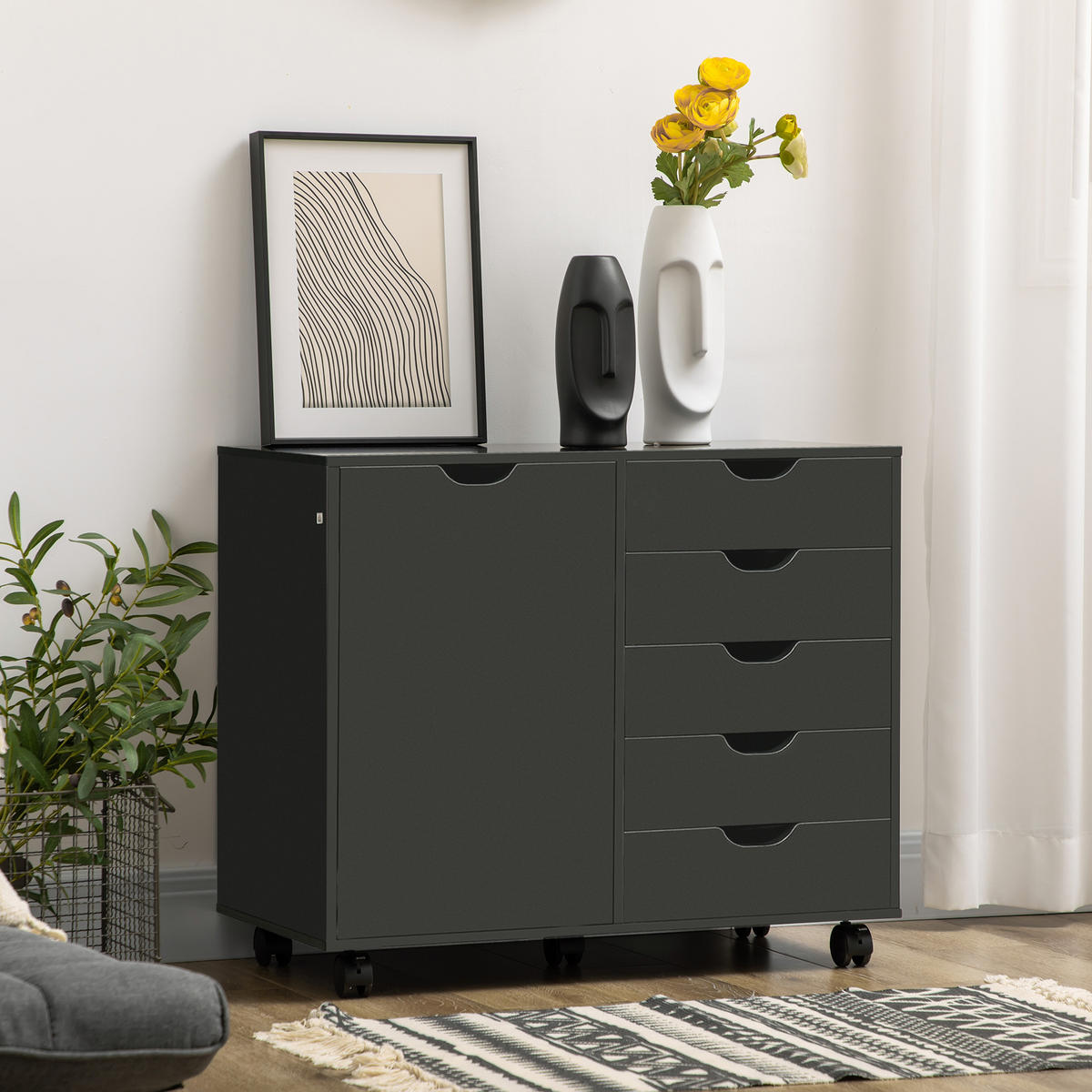ROLLCONTAINER DE-14469 Schwarz - Schwarz, Holzwerkstoff (40/66.5/78cm) - ComfortXL