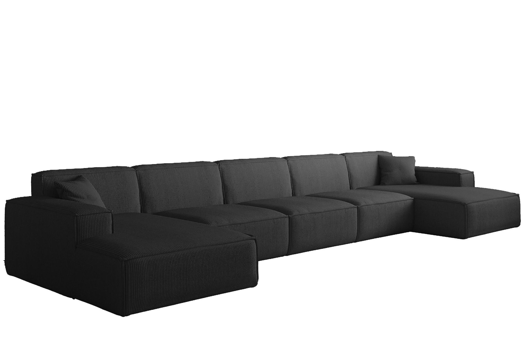 Fun Möbel Wohnlandschaft Schwarz 462x73x165 cm