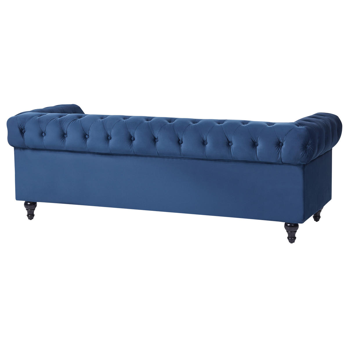 3-SITZER-SOFA Samtstoff Kobaltblau Chesterfield - Hellblau, Textil (201/70/75cm) - Beliani