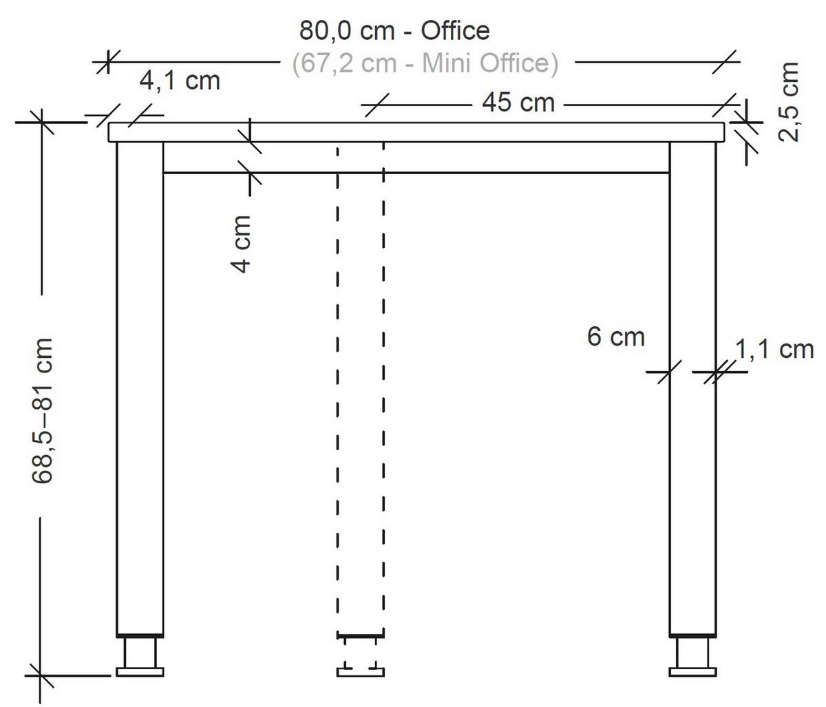 SCHREIBTISCH Serie-Q (Mini) 67,2/140/74 cm in Weiß/Graphitfarben - Graphitfarben/Weiß, Holzwerkstoff (67.2/140/74cm) - bümö