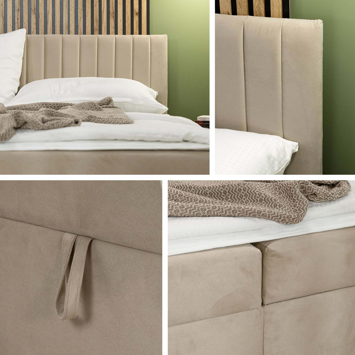 BOXBETT Tirulo - H3 - Hellrosa/Schwarz, Holzwerkstoff/Kunststoff (160/200cm) - MIRJAN24