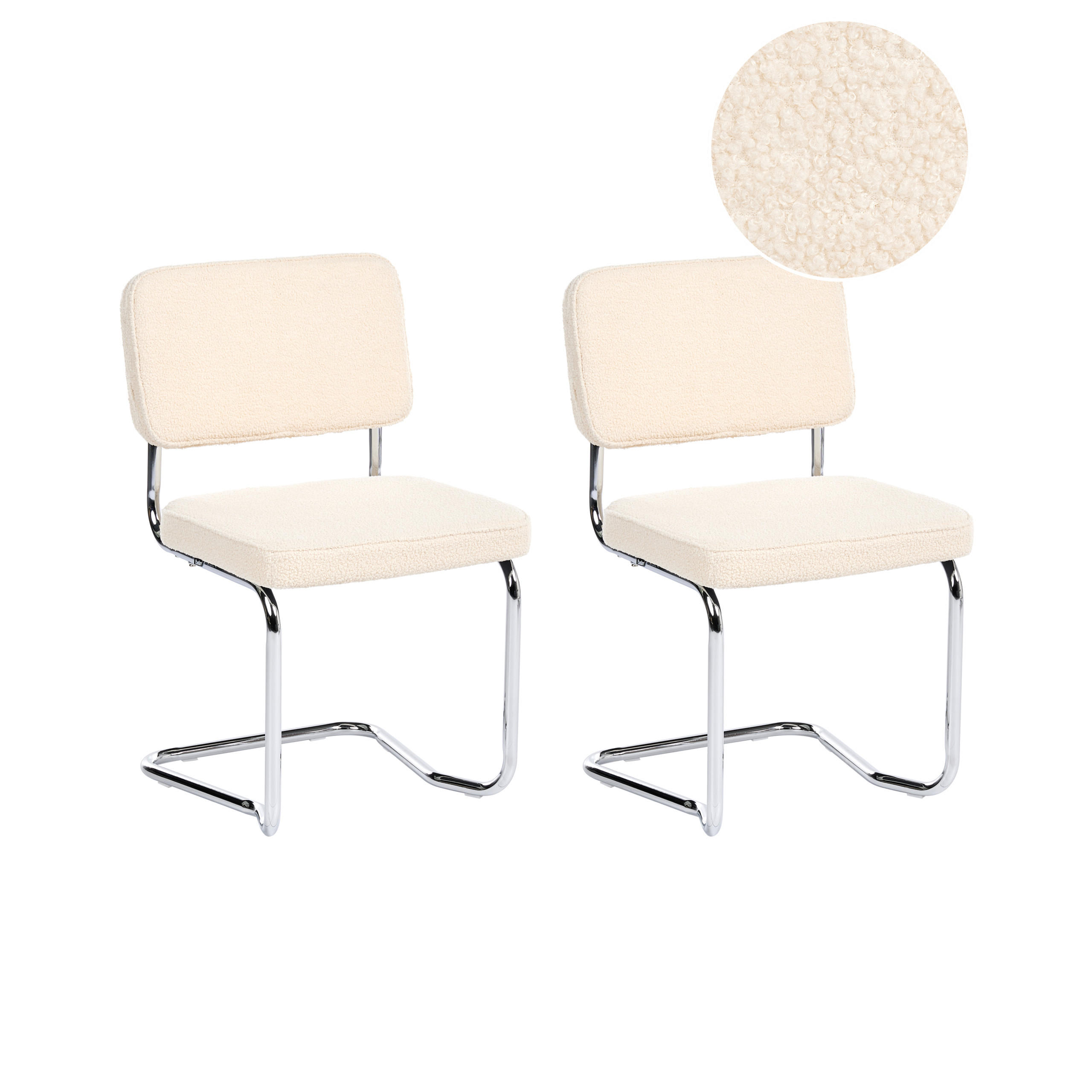 ESSZIMMERSTUHL 2er-Set Bouclé Hellbeige Irwin - Beige, Textil (50/85/53cm) - Beliani