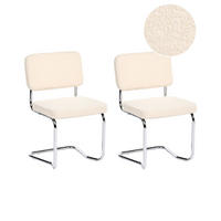 ESSZIMMERSTUHL 2er-Set Bouclé Hellbeige Irwin - Beige, Textil (50/85/53cm) - Beliani