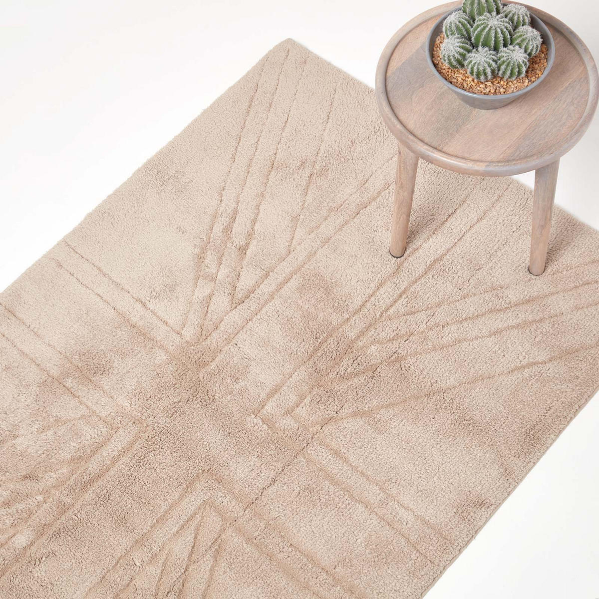 HOCHFLOR-TEPPICH Union Jack 50/80 cm - Beige, Textil (50/80cm) - Homescapes