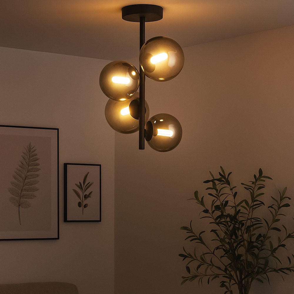 Thumbnail - Globo Lighting Led, Schwarz, Glas, F, 23.5x40x23.5 cm, Lampen & Leuchten, LED Beleuchtung, LED-Deckenleuchten