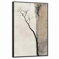 LEINWAND Bilder mit Rahmen - Wabi sabi - Pflanze - Beige - 60x90 - Taupe, Textil (60/90cm) - MuchoWow