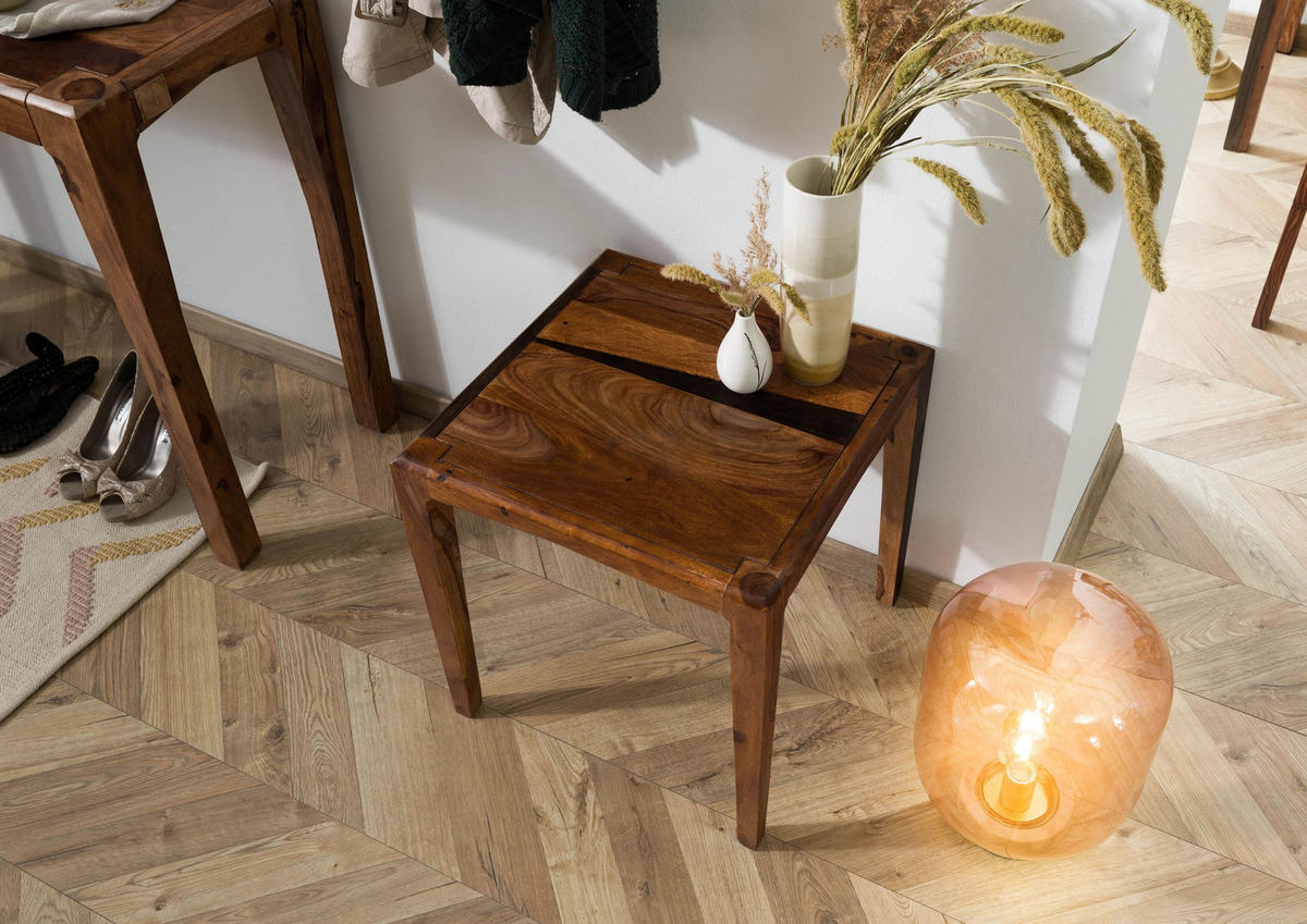 BEISTELLTISCH Sheesham 50x50x50 dunkelbraun lackiert ANCONA #250 - Dunkelbraun, Holz (50/50/50cm) - Massivmoebel24